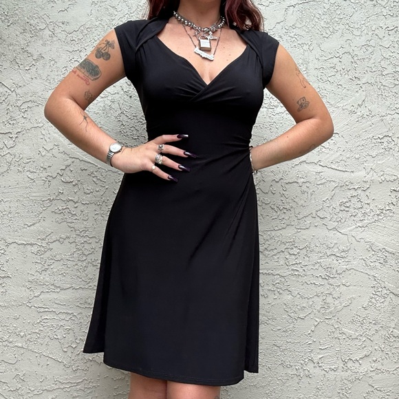 Vintage Little Black Dress with Tie Waist - Picture 1 of 10